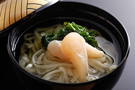 青さと真珠貝貝柱入り長寿麺