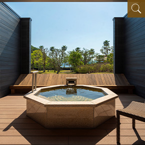 Room with an outdoor bath