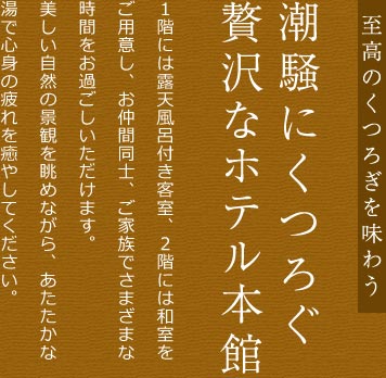 至高のくつろぎを味わう潮騒にくつろぐ 贅沢なホテル本館